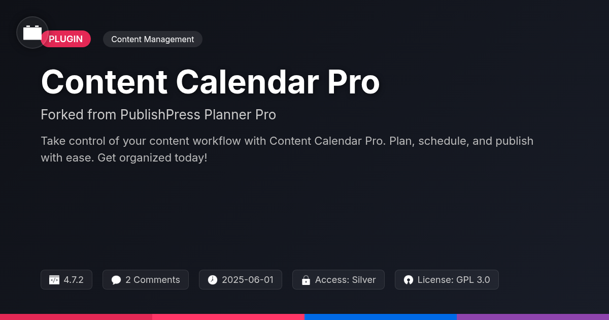 Content Calendar Pro forked from PublishPress Planner Pro Content Calendar Pro forked from PublishPress Planner Pro