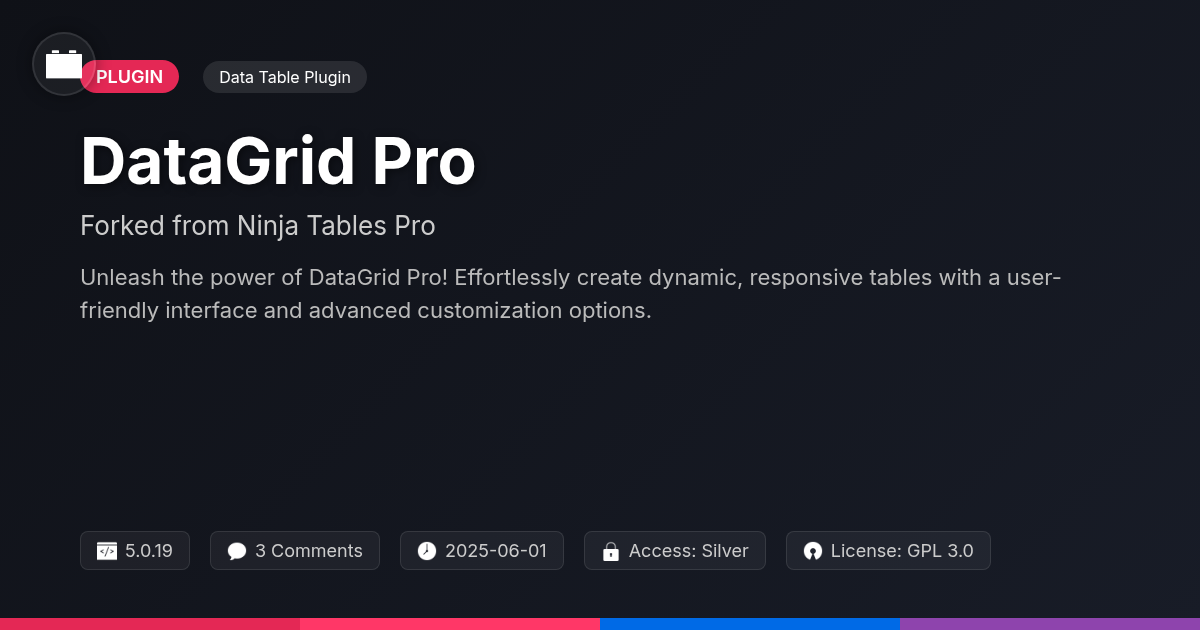 DataGrid Pro forked from Ninja Tables Pro