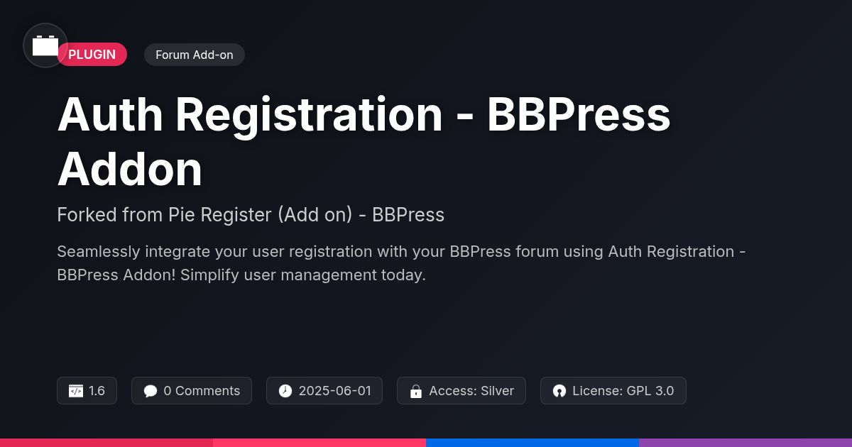 Auth Registration - BBPress Addon forked from Pie Register (Add on) - BBPress Auth Registration - BBPress Addon forked from Pie Register (Add on) - BBPress