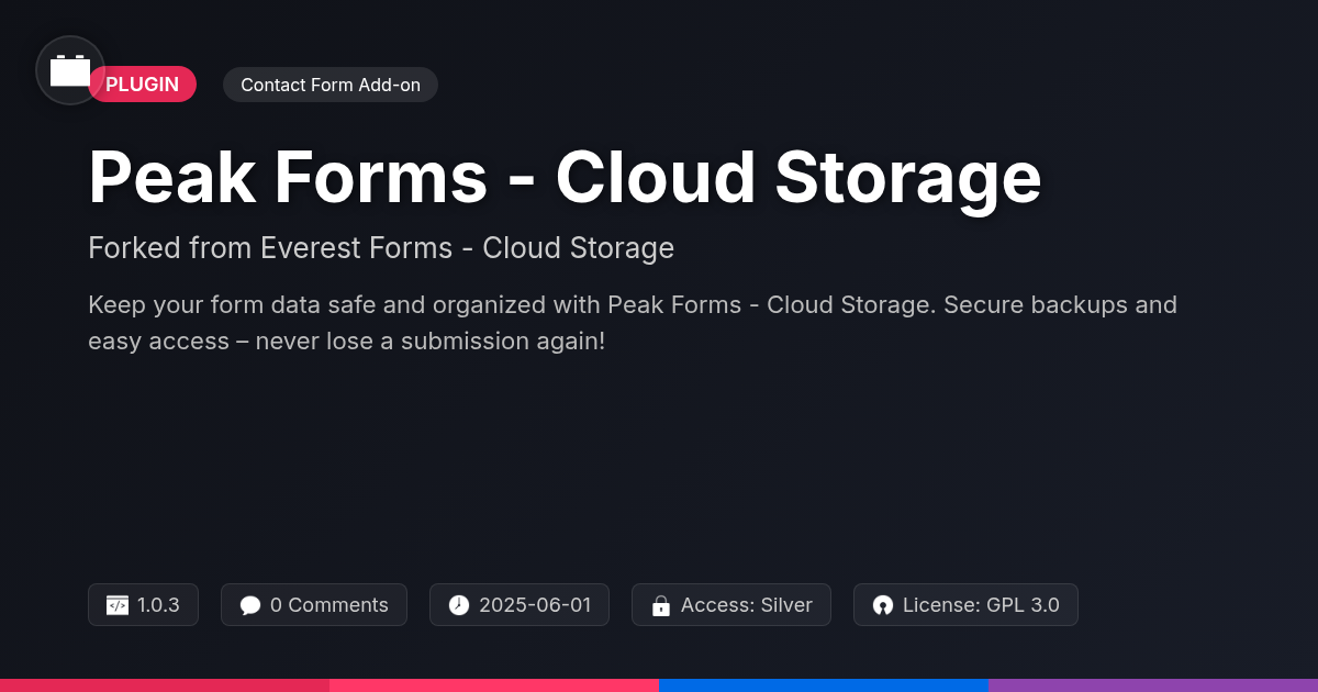 Peak Forms - Cloud Storage forked from Everest Forms - Cloud Storage Peak Forms - Cloud Storage forked from Everest Forms - Cloud Storage