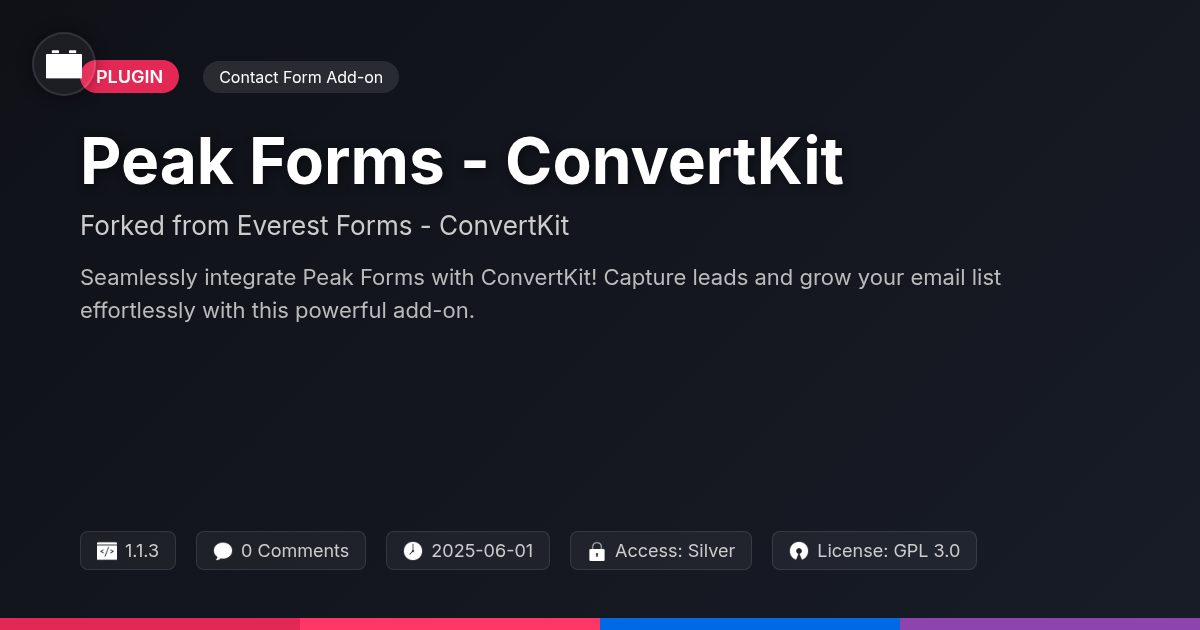 Peak Forms - ConvertKit forked from Everest Forms - ConvertKit Peak Forms - ConvertKit forked from Everest Forms - ConvertKit