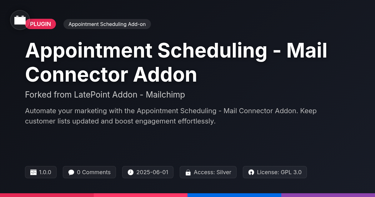 Appointment Scheduling - Mail Connector Addon forked from LatePoint Addon - Mailchimp Appointment Scheduling - Mail Connector Addon forked from LatePoint Addon - Mailchimp