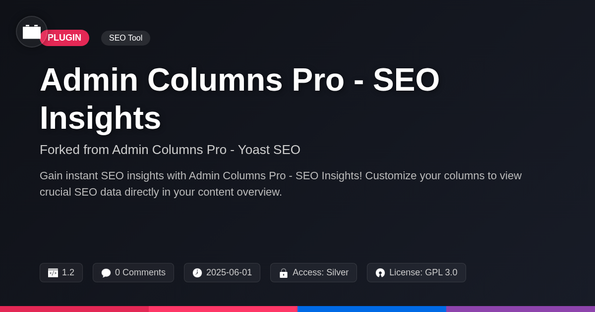 Admin Columns Pro - SEO Insights forked from Admin Columns Pro - Yoast SEO Admin Columns Pro - SEO Insights forked from Admin Columns Pro - Yoast SEO