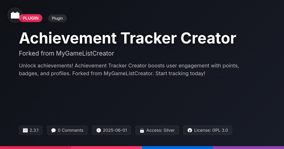 Achievement Tracker Creator forked from MyGameListCreator Achievement Tracker Creator forked from MyGameListCreator