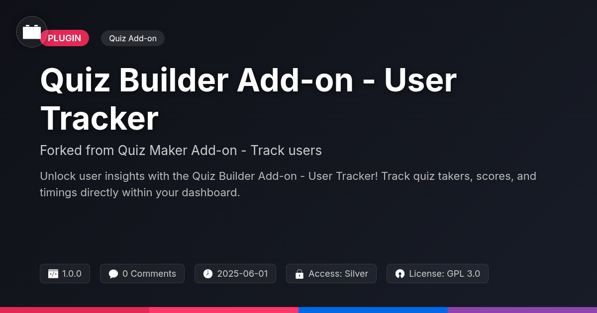 Quiz Builder Add-on - User Tracker forked from Quiz Maker Add-on - Track users Quiz Builder Add-on - User Tracker forked from Quiz Maker Add-on - Track users