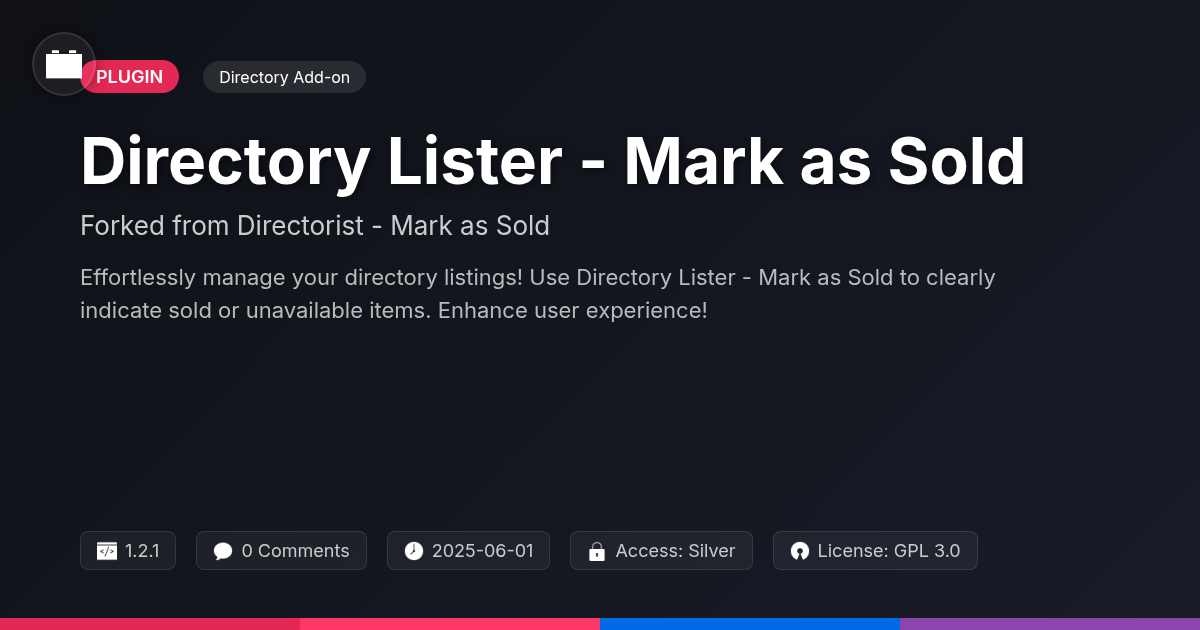 Directory Lister - Mark as Sold forked from Directorist - Mark as Sold Directory Lister - Mark as Sold forked from Directorist - Mark as Sold
