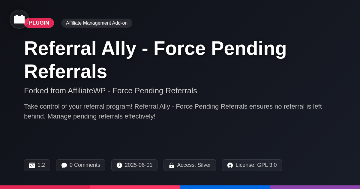 Referral Ally - Force Pending Referrals forked from AffiliateWP - Force Pending Referrals Referral Ally - Force Pending Referrals forked from AffiliateWP - Force Pending Referrals
