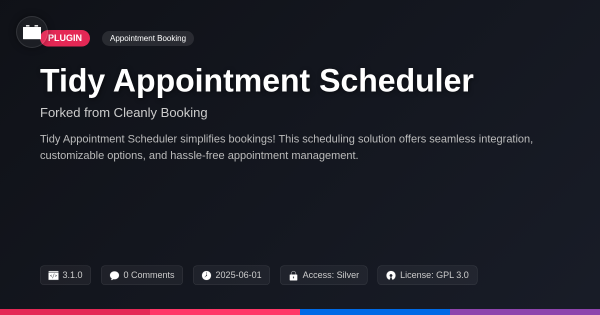 Tidy Appointment Scheduler forked from Cleanly Booking Tidy Appointment Scheduler forked from Cleanly Booking