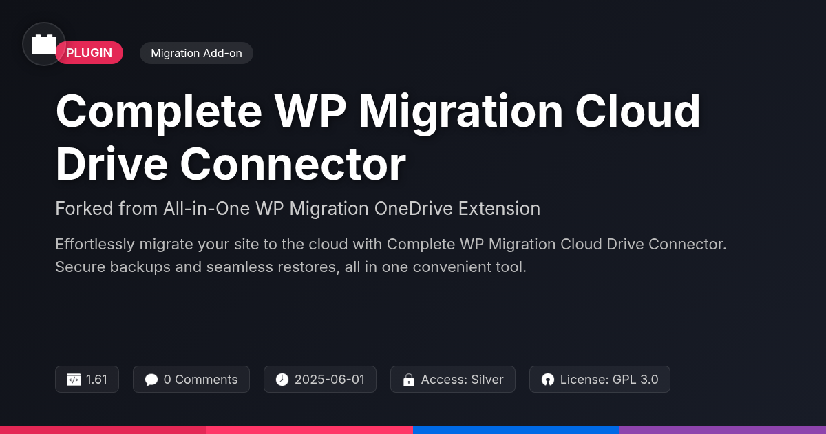 Complete WP Migration Cloud Drive Connector forked from All-in-One WP Migration OneDrive Extension Complete WP Migration Cloud Drive Connector forked from All-in-One WP Migration OneDrive Extension