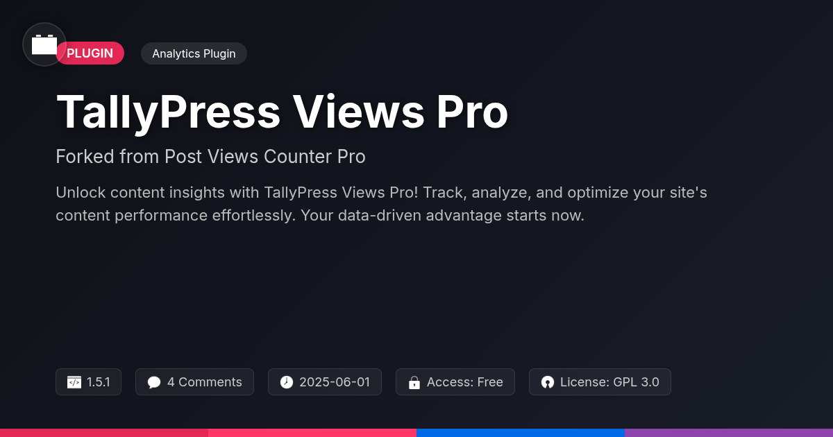 TallyPress Views Pro forked from Post Views Counter Pro TallyPress Views Pro forked from Post Views Counter Pro